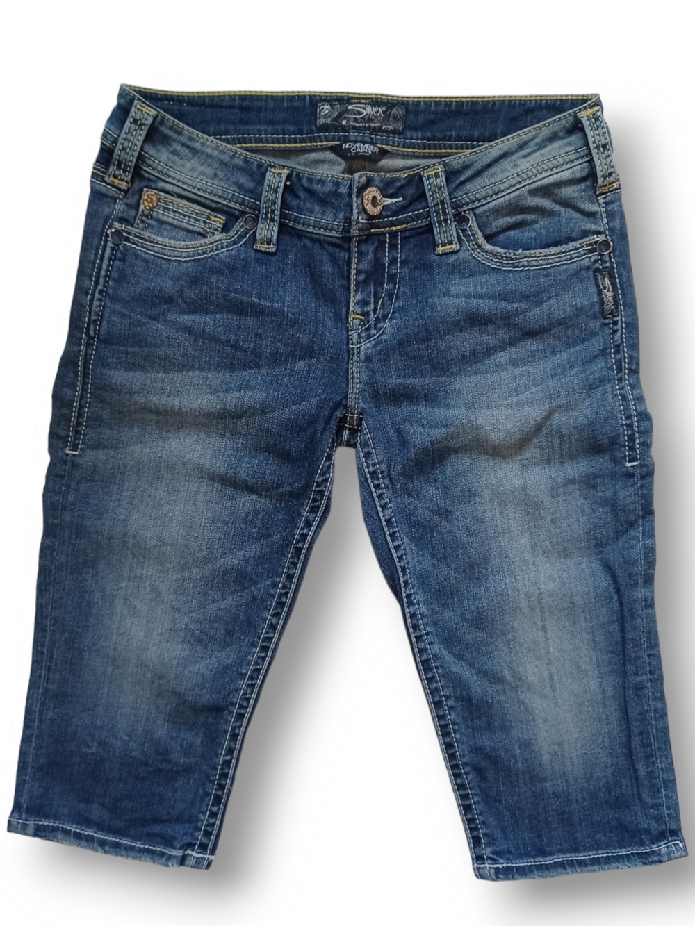 Silver Jeans November Capri Jeans Shorts Lowrise Dark Wash Juniors Size 27